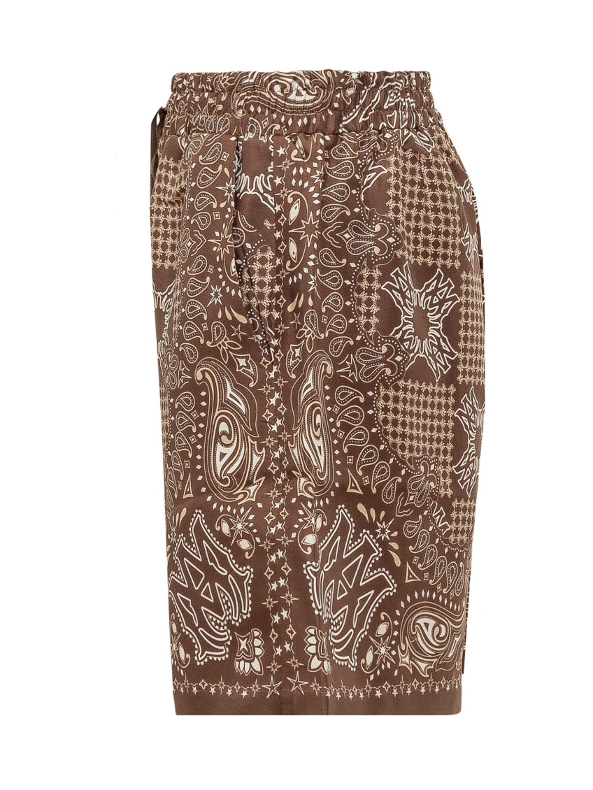 Brown Paisley Print Shorts