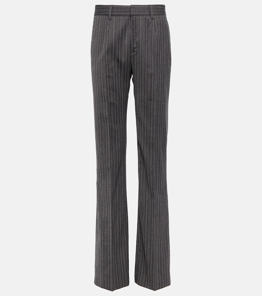 Pinstriped high-rise straight pants