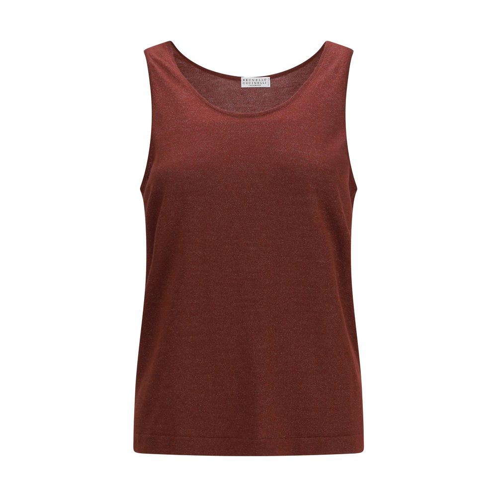 Cashmere Knit Tank Top — Brown