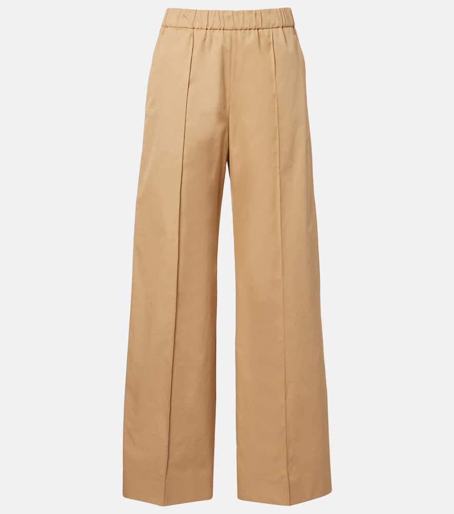 Cotton drill wide-leg pants