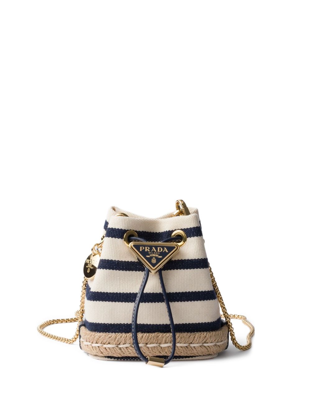 Prada striped bucket bag - White