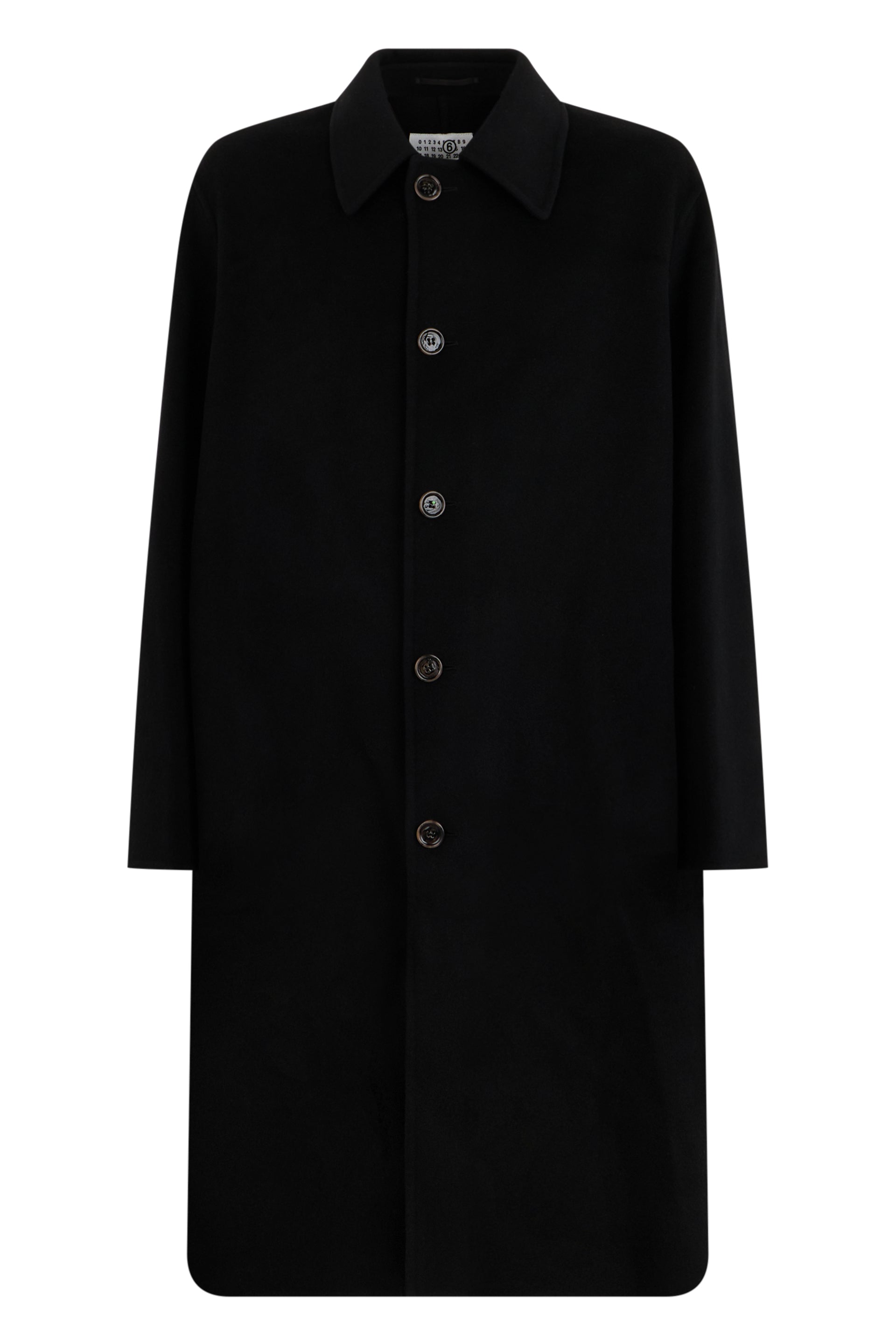 Long Wool Coat with Button-Front and Classic Collar