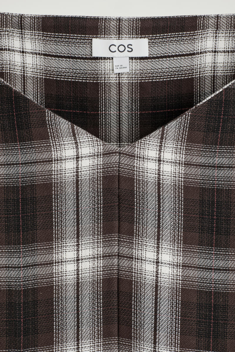 Checked V-Neck Top