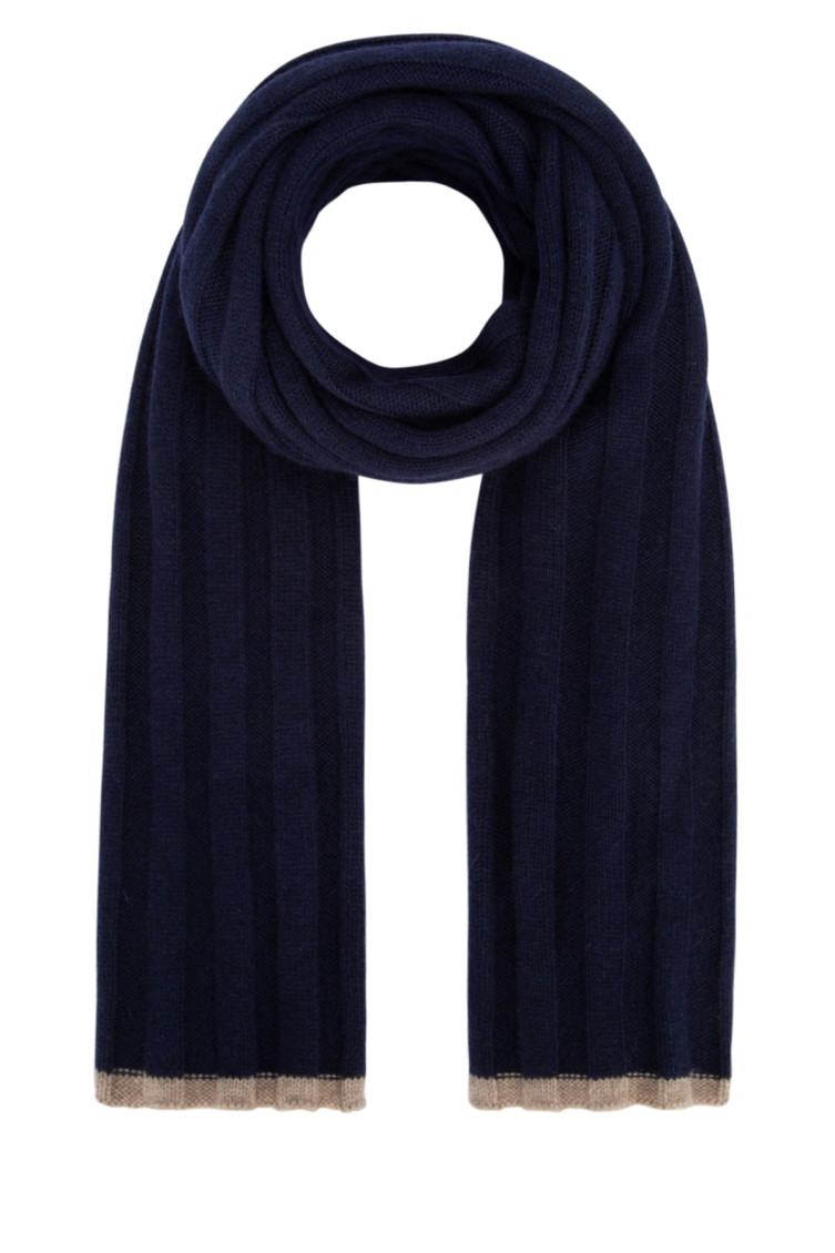 Ribbed knit scarf - Blue