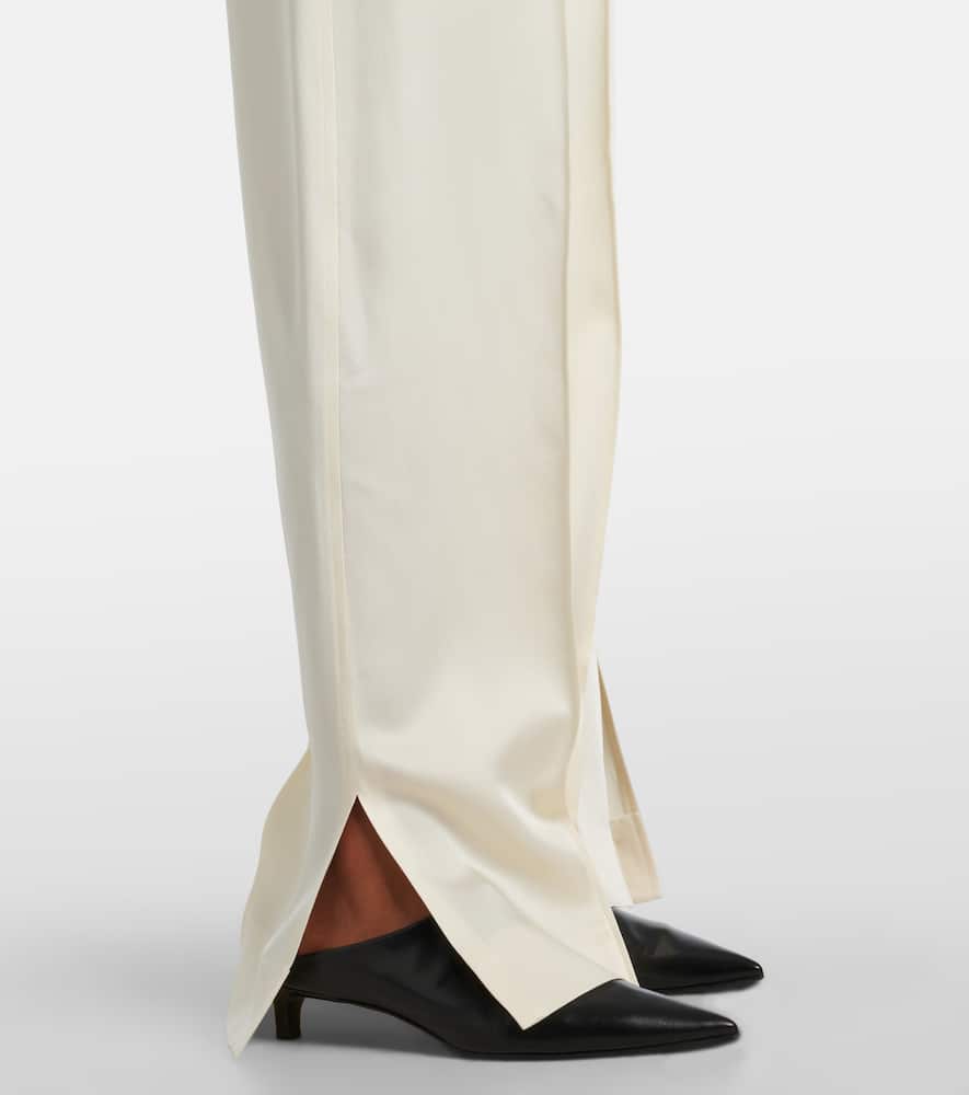 Gathered satin wide-leg pants