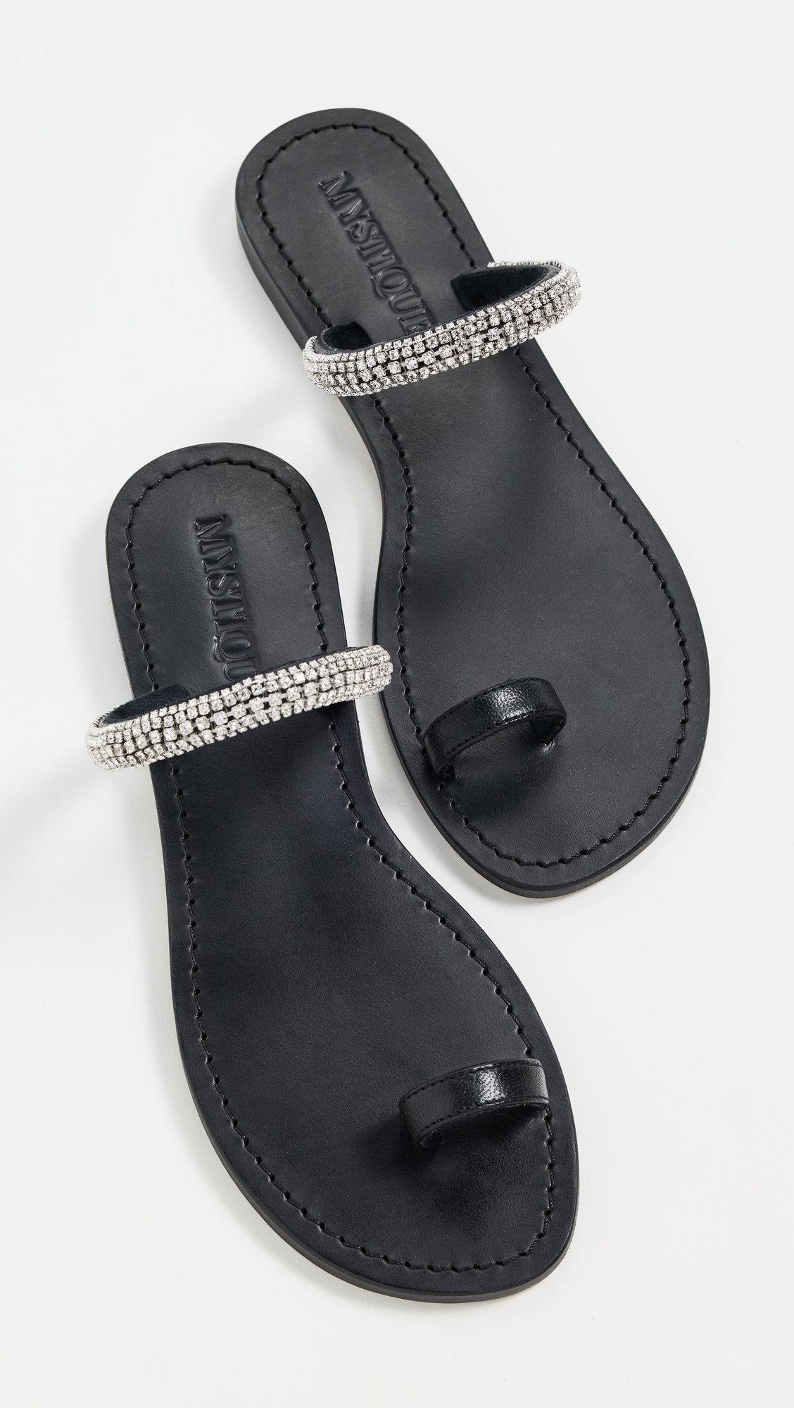 Mystique Embellished Toe Ring Sandals Black/Clear