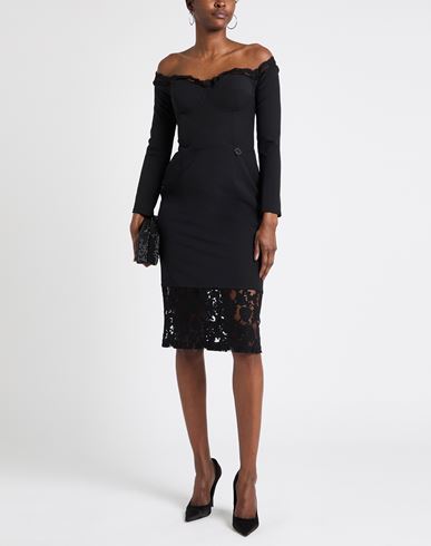 Noir Woman Midi dress Black Size 4 Polyester, Elastane, Polyamide, Cotton