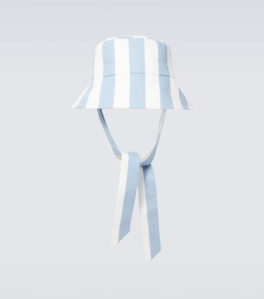 Striped cotton canvas bucket hat