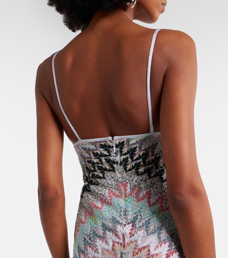 Zigzag lamé midi dress