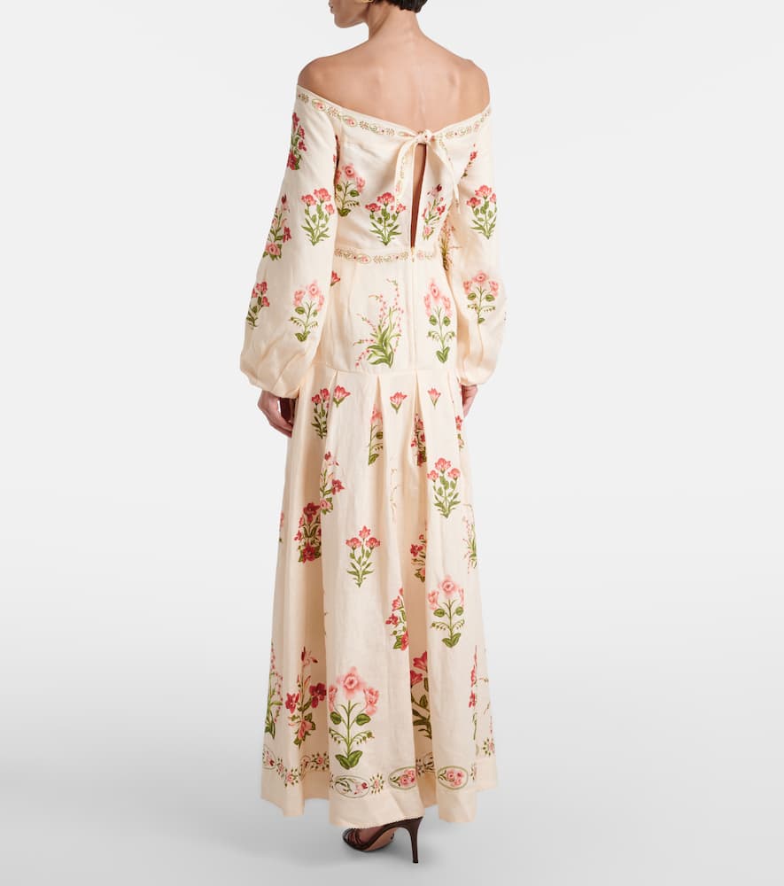 Senlis Canna off-shoulder linen maxi dress