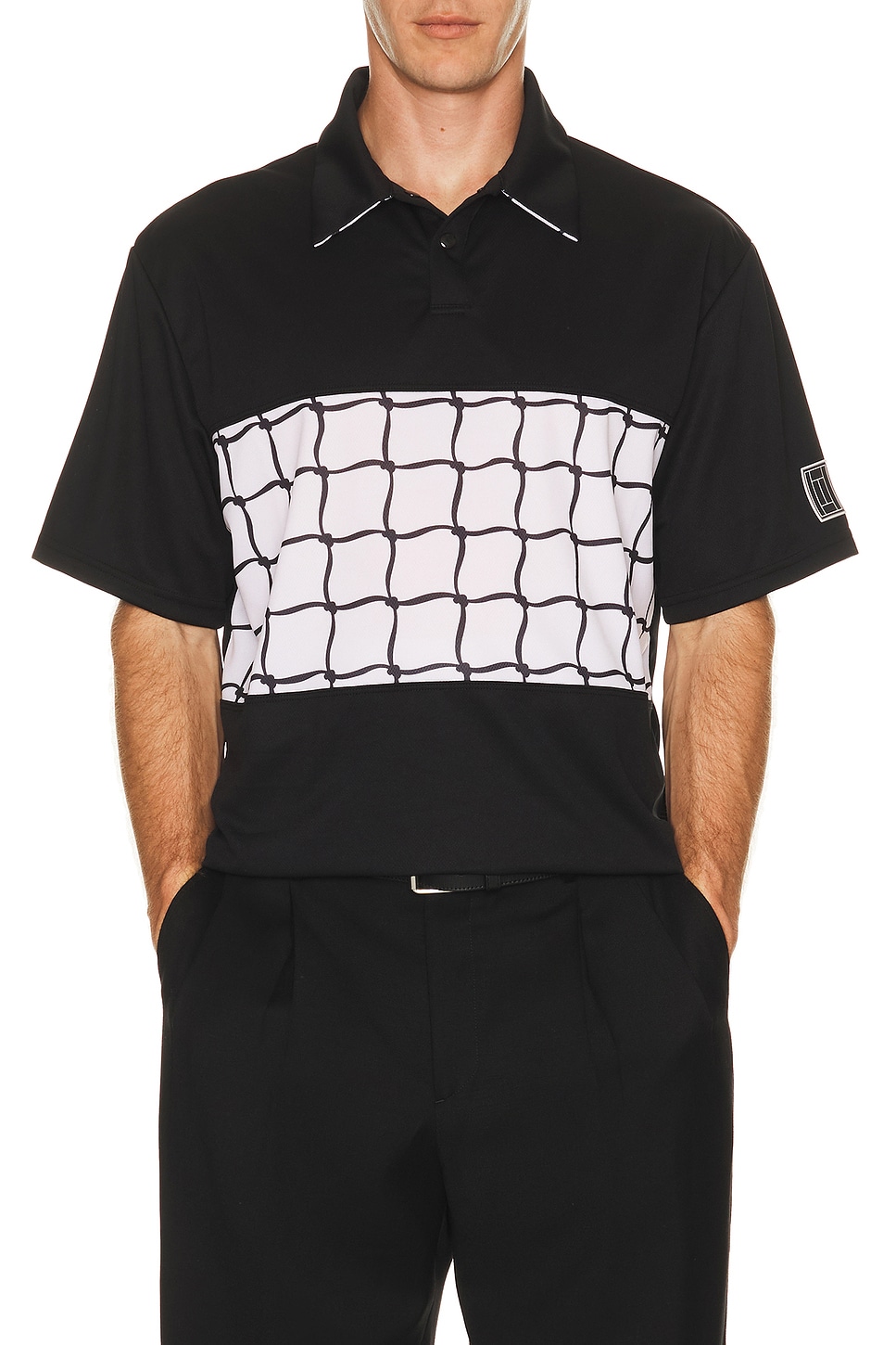 Oyster Net Polo in Black - Black. M also in L, S, XL/1X, XXL/2X