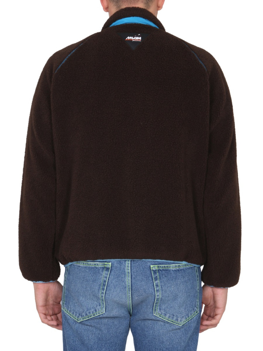 Logo-patch fleece jacket