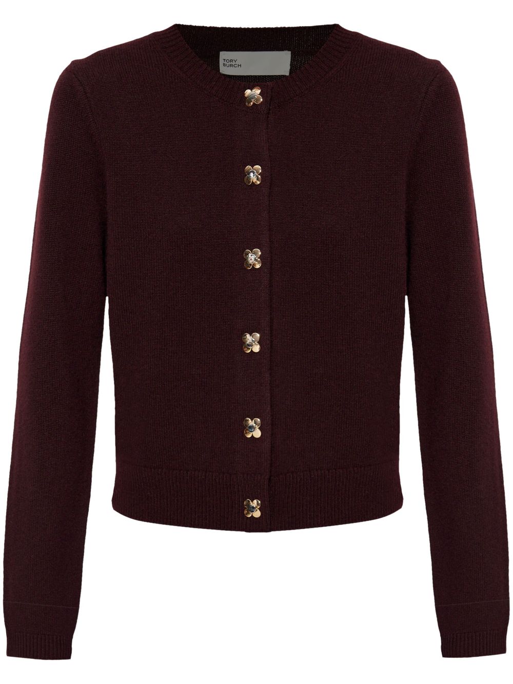 Floral-appliqué cardigan - Red