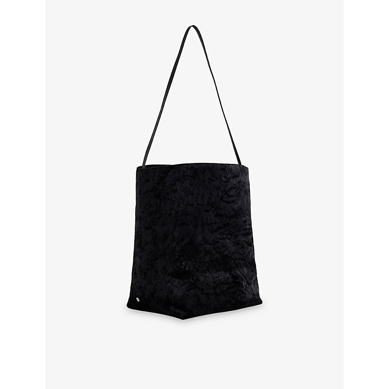 Womens Small Crushed Velvet Bucket Bag