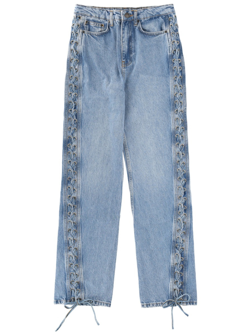 Blue Straight Mid Rise Jeans