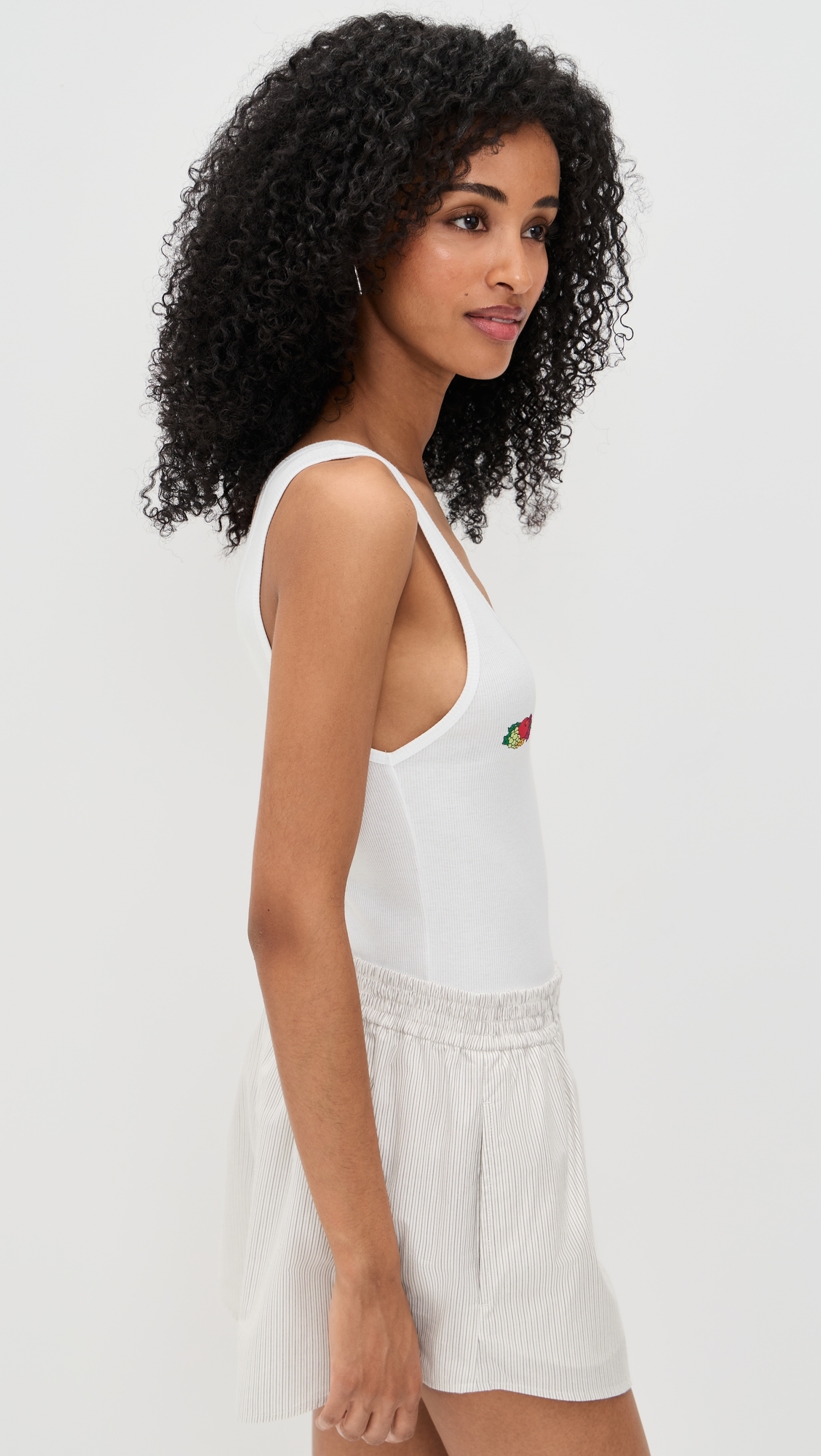 Homme Girls X Fruit of The Loom Classic Tank with Double Logo White w/ Fruit Clusters