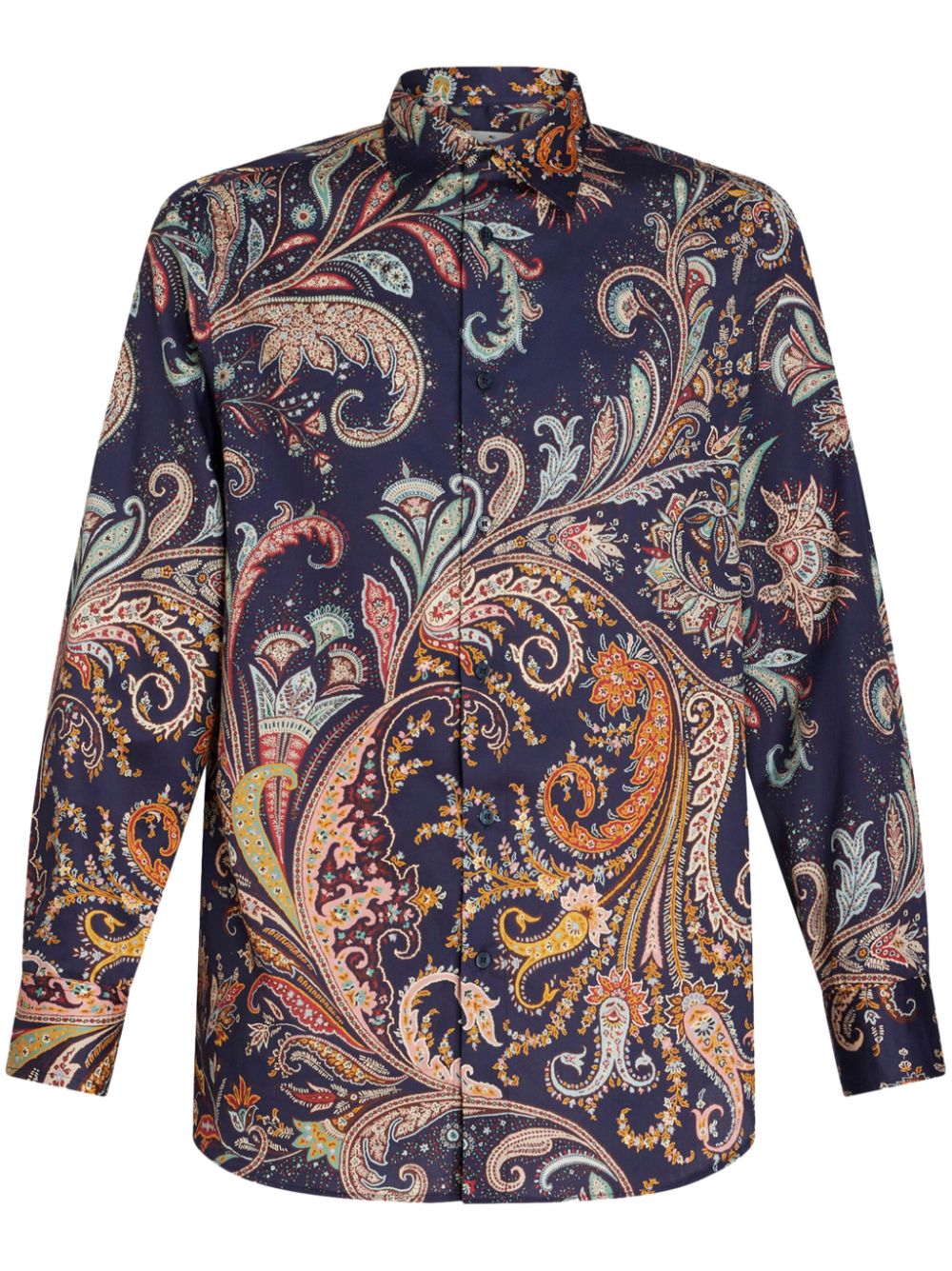 Paisle- print cotton shirt - Blue
