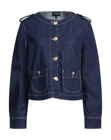 Woman Denim outerwear Blue Size 12 Cotton, Elastane