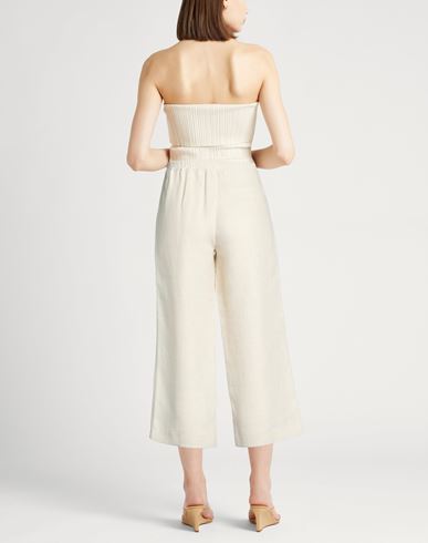 Woman Pants Beige Size 10 Virgin Wool, Silk, Linen
