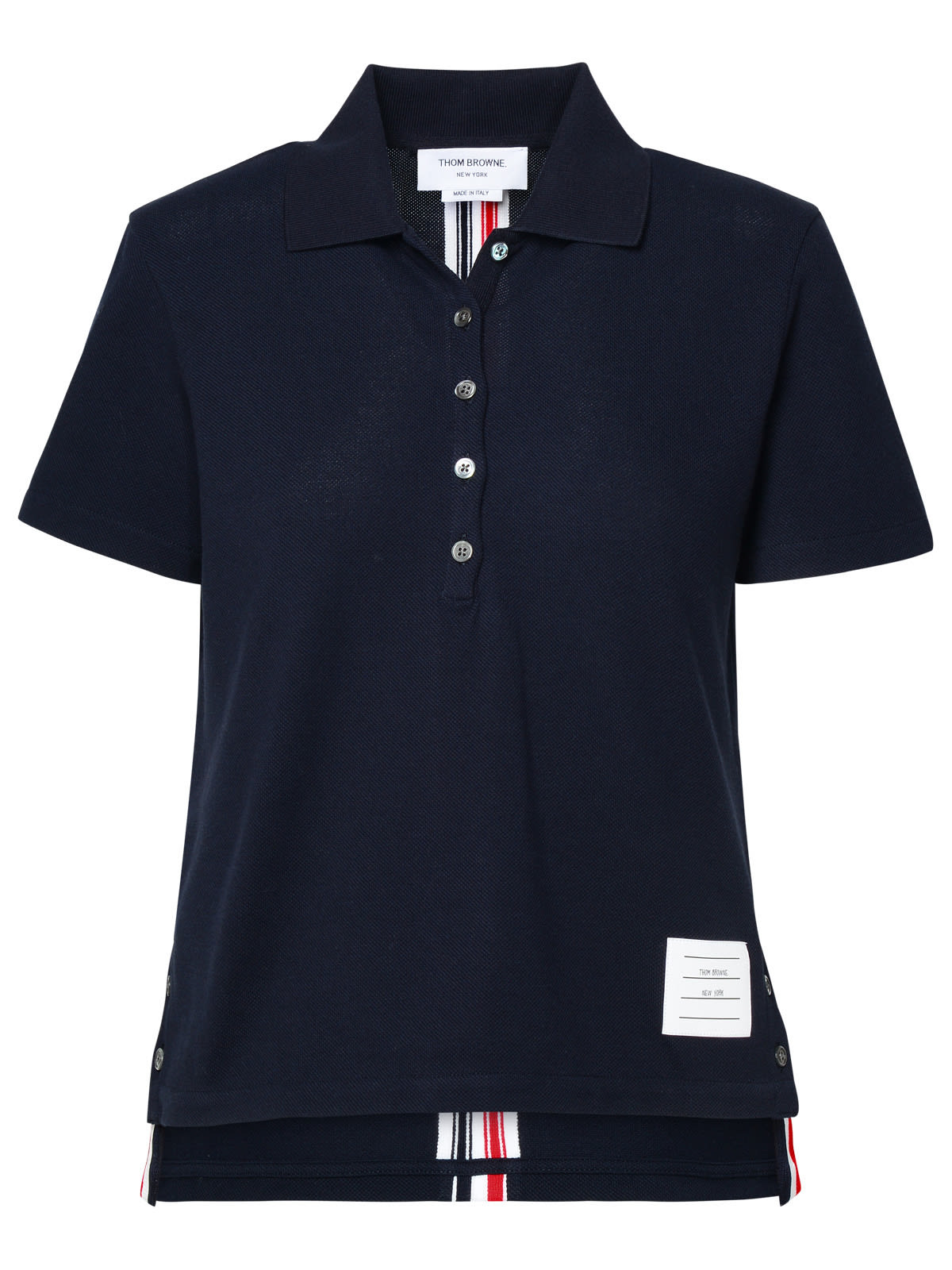 Stripe-trim polo top