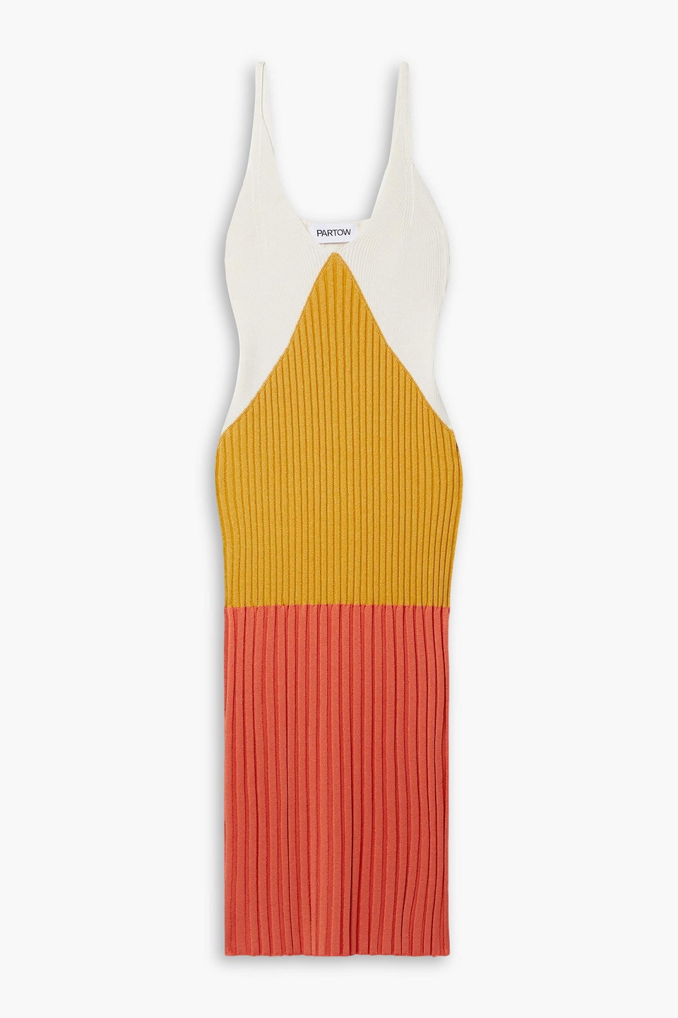 Marilyn color-block ribbed-knit midi dress