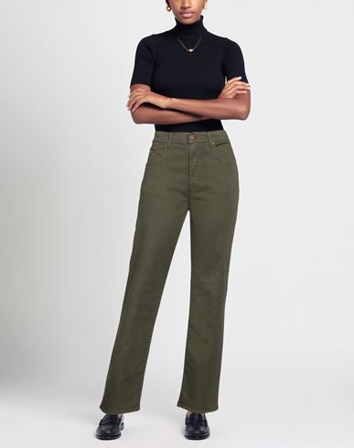 Cigala's Woman Jeans Military green Size 28 Cotton, Elastane