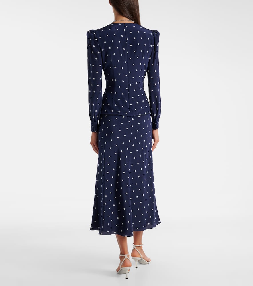 Polka-dot silk midi dress