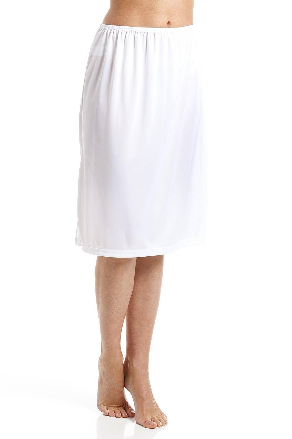 Camille Women's Classic 24" Cling Resistant Under Skirt Half Slip in White