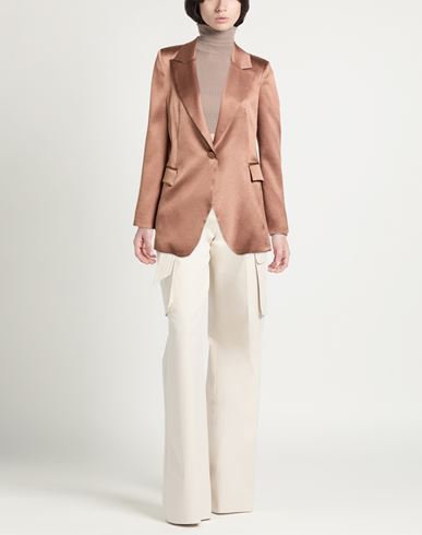 Woman Blazer Brown Size 4 Polyester, Elastane