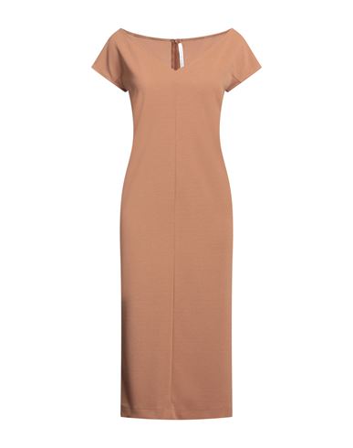 Woman Midi dress Camel Size 6 Polyester, Elastane