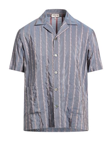 Man Shirt Slate blue Size S Viscose, Cotton, Polyester