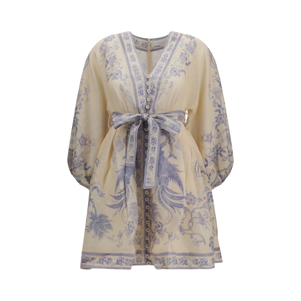 Indra Plunge Tunic Dress — Beige