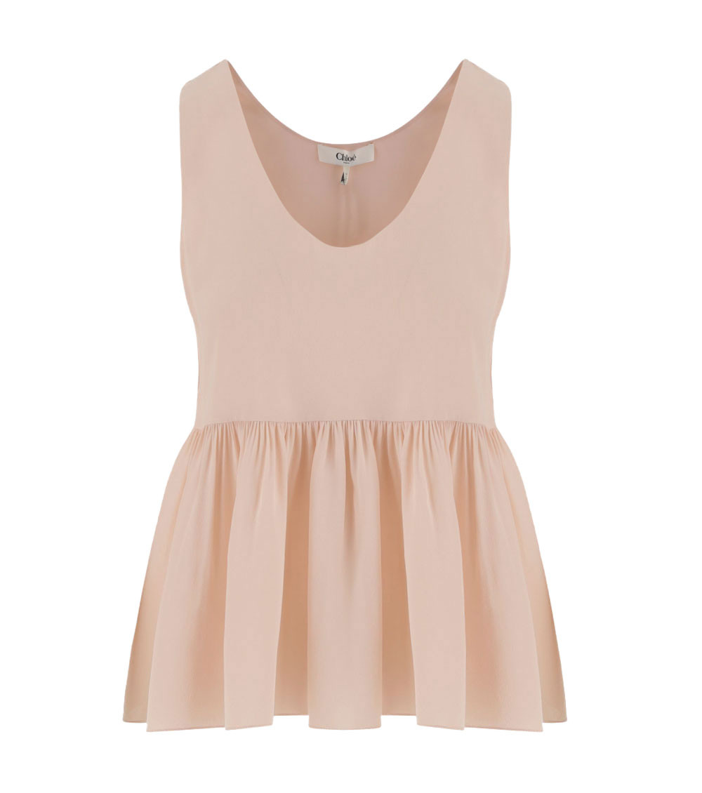 Peplum Tank Top In Silk