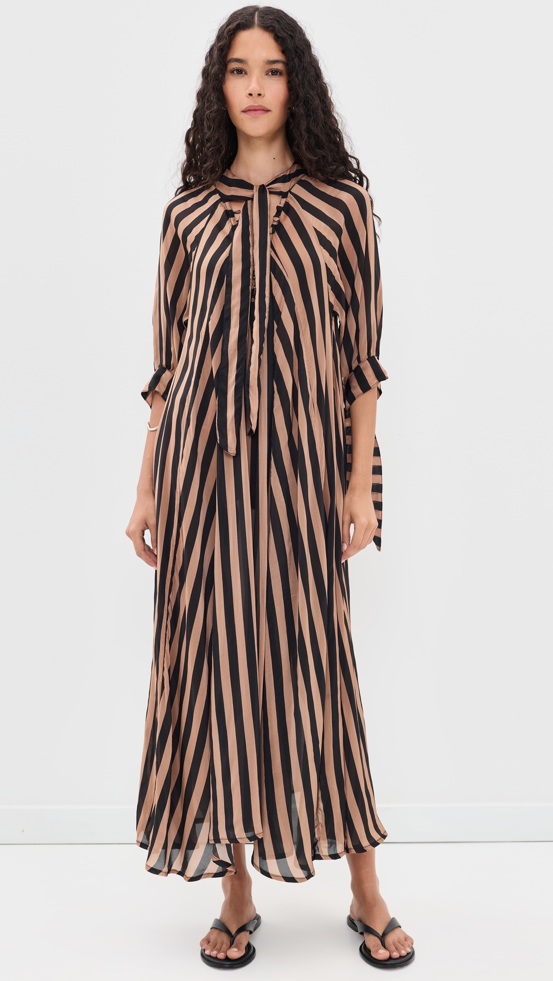 Monét Dress Thick Stripe Black & Tan