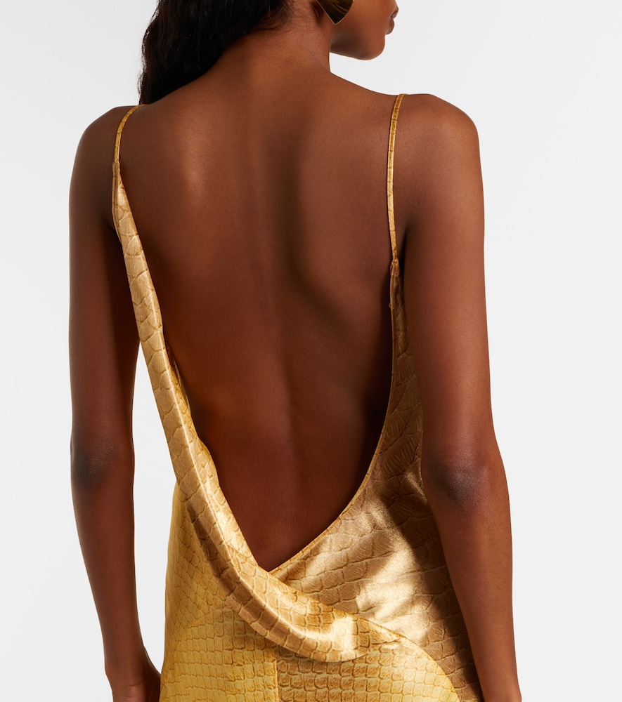 Snake-print silk gown