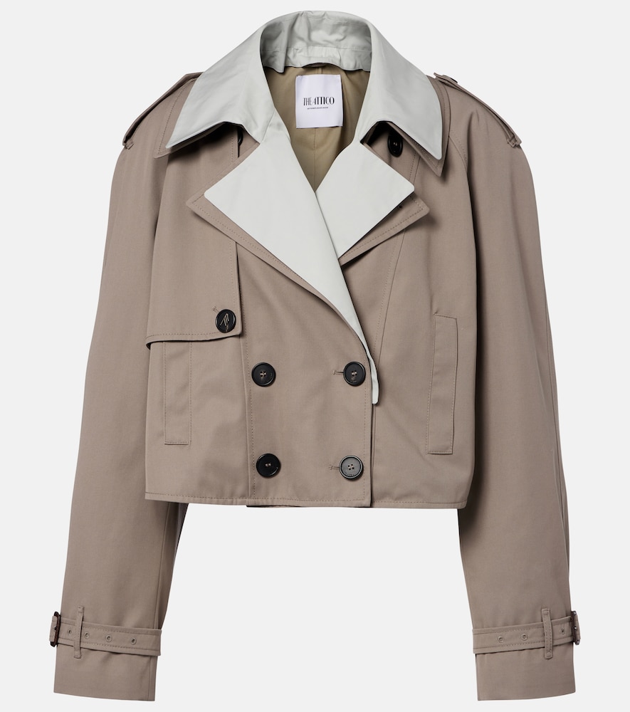 Cropped gabardine trench coat