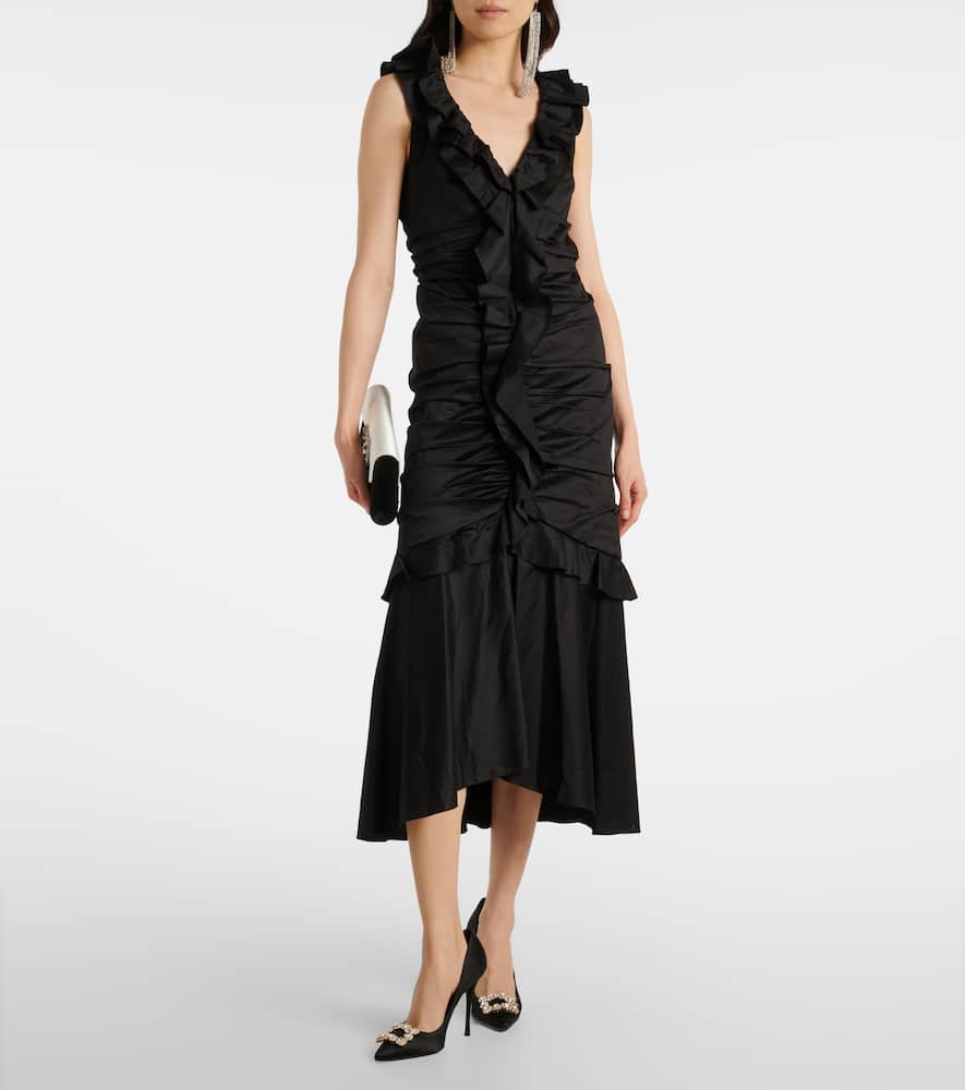 Ruffled cotton-blend midi dress