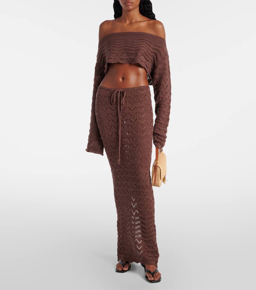 Helena cotton-blend crochet maxi skirt