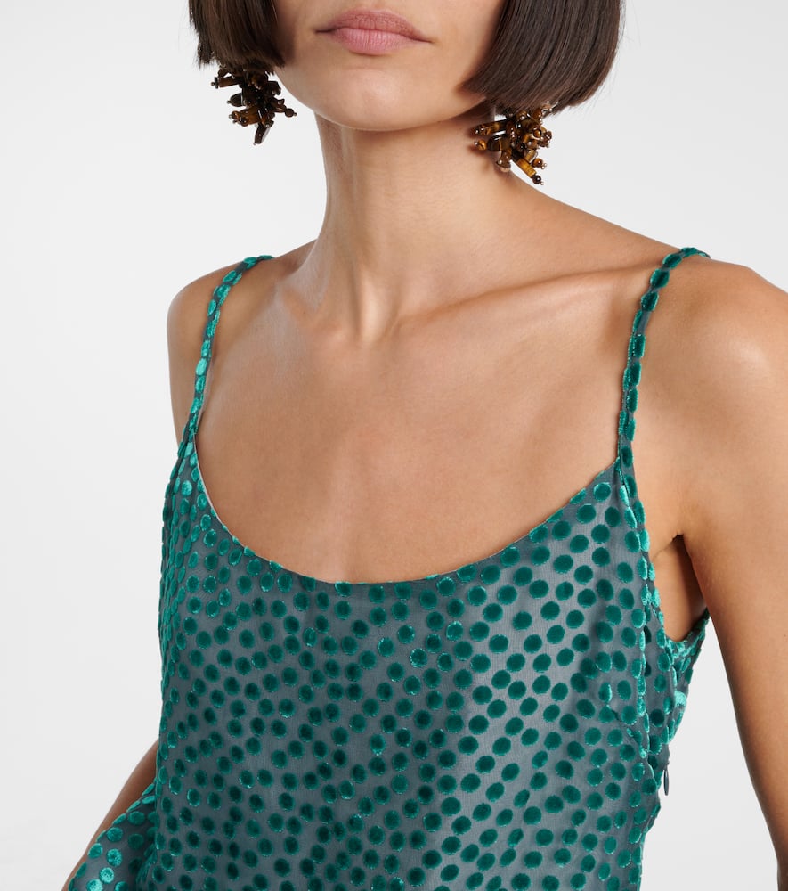 Polka-dot devoré slip dress