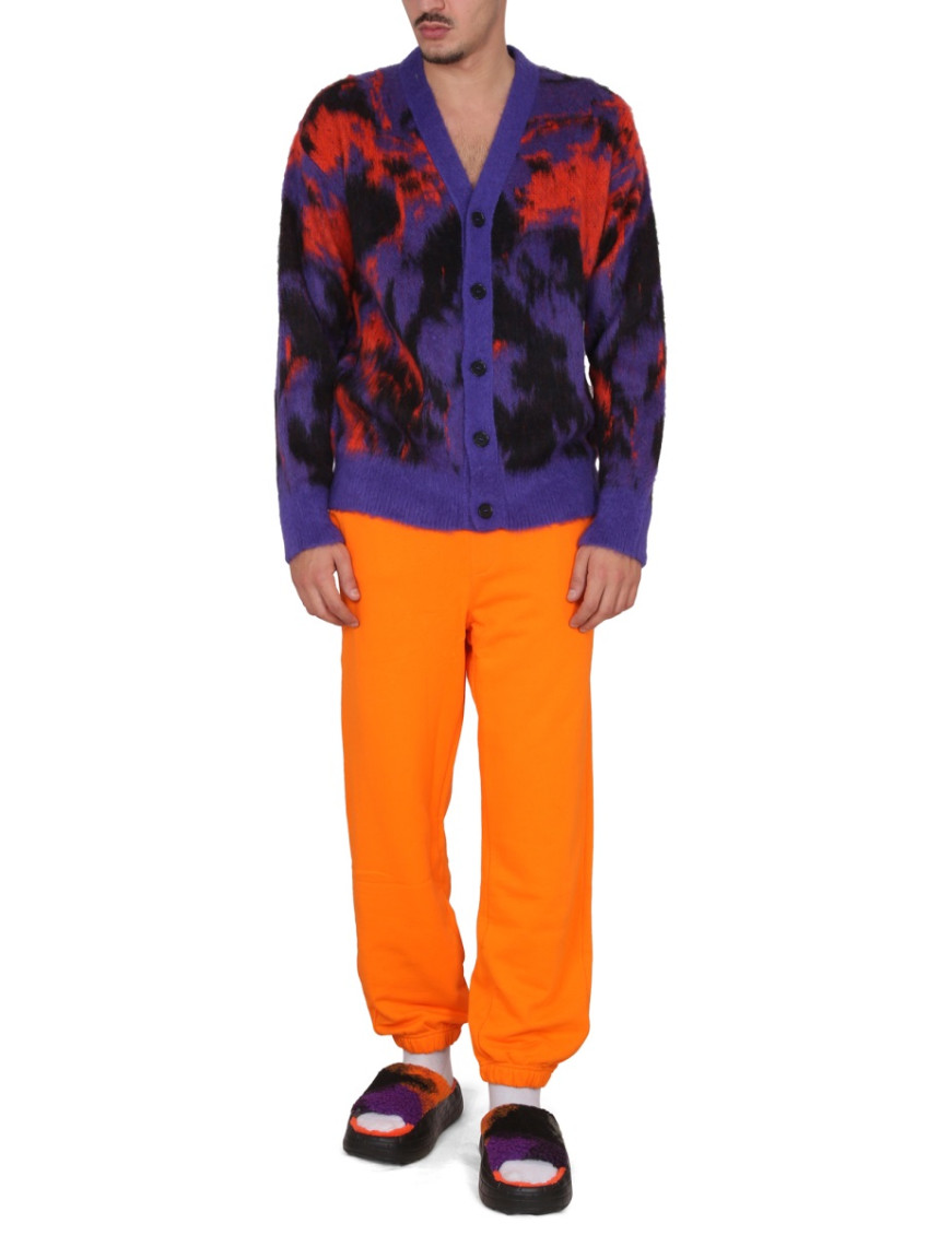 MSGM - v-neck ribbed cardigan bold pattern