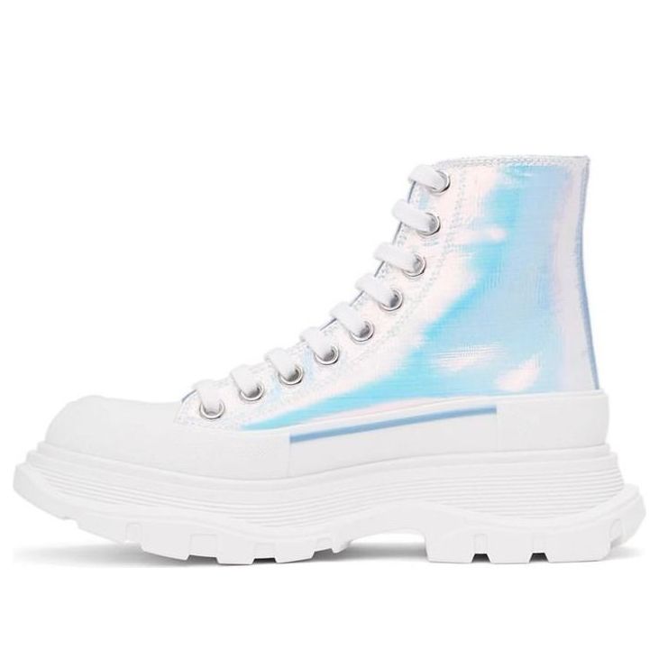 (WMNS) Silver Holographic Tread Slick Platform High Sneakers 'White Multi'