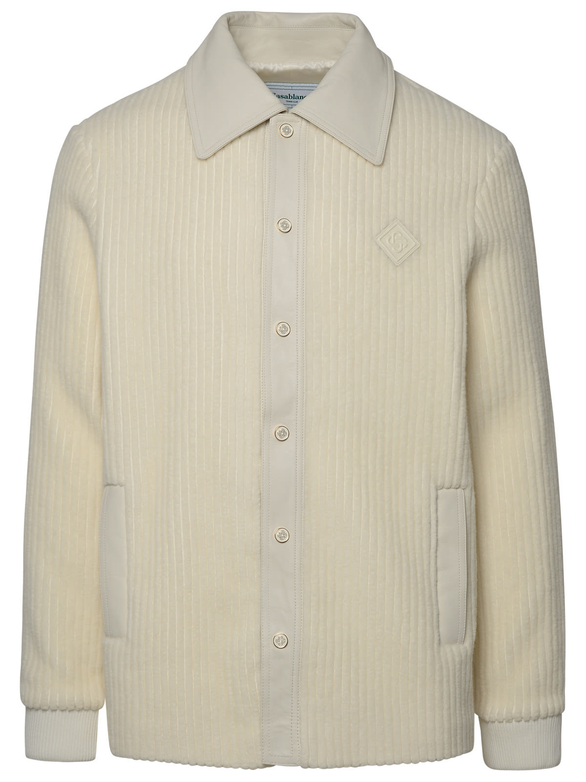 Ribbed buttoned cardigan - White