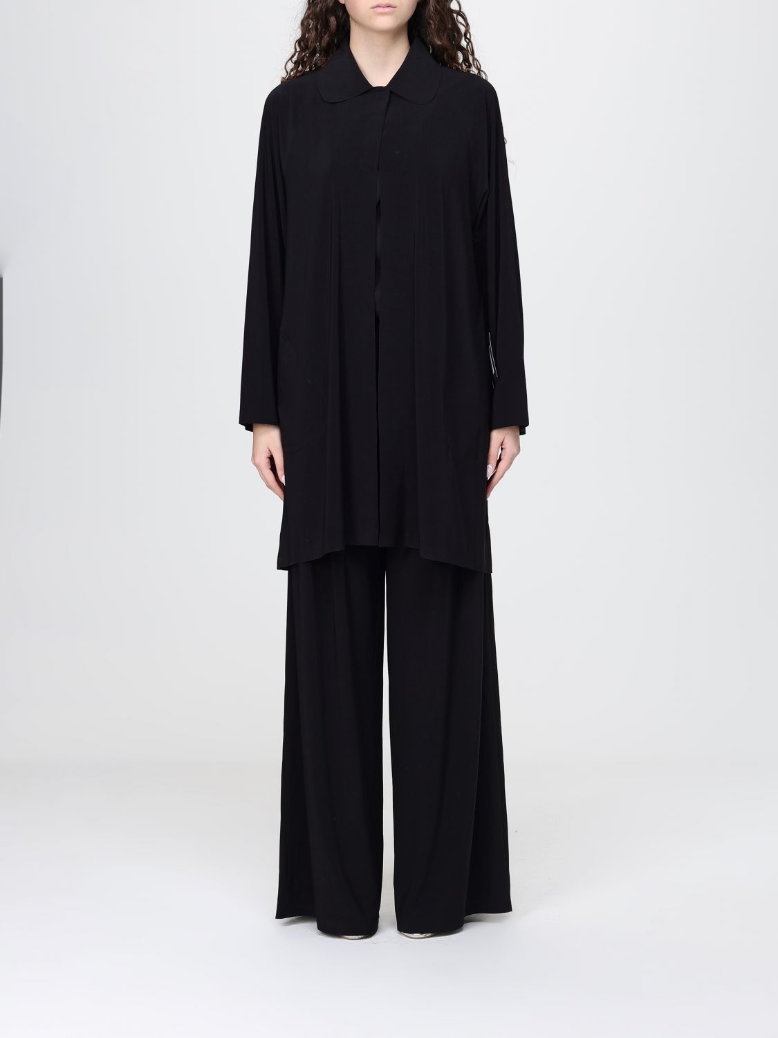 Collared long-line cardigan - Black