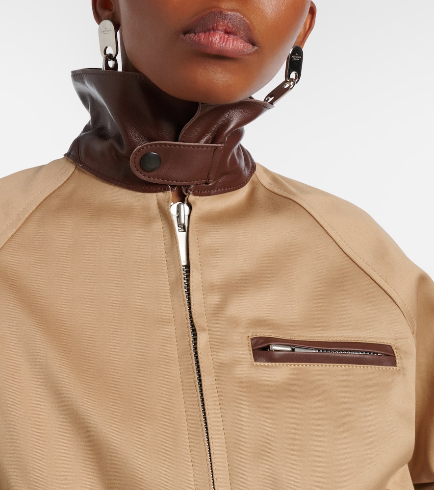 Leather-trimmed cotton blouson jacket
