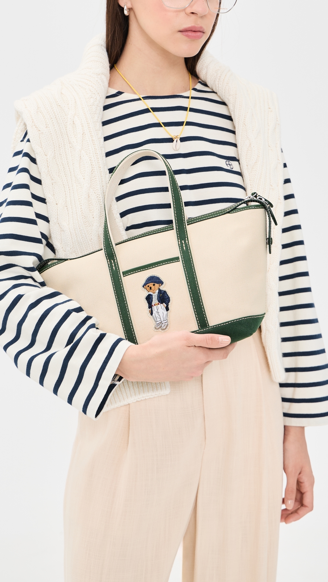 Spring Bear Mini Shopper Tote Ecru/Juniper One Size