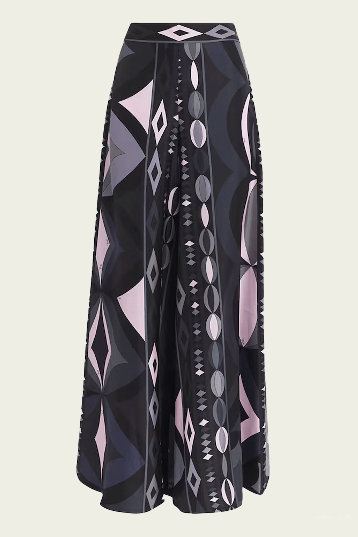 Orchidee-Print Wide-Leg Trouser in Black Pink