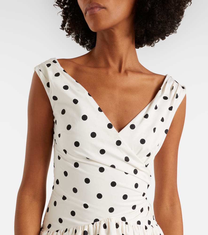 Polka-dot off-shoulder cotton midi dress