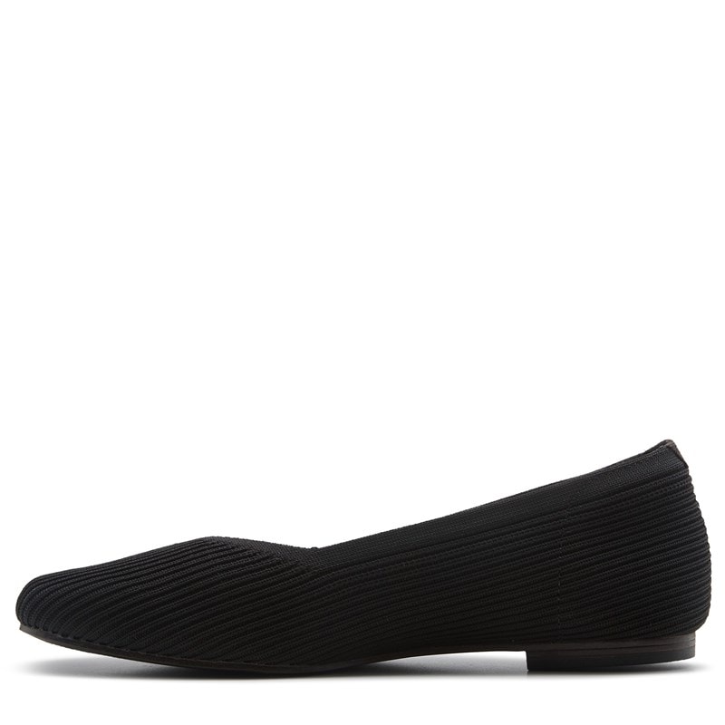 Women's Cleo Square Blissful Soul Ribbed Knit Flat Shoes (Black)