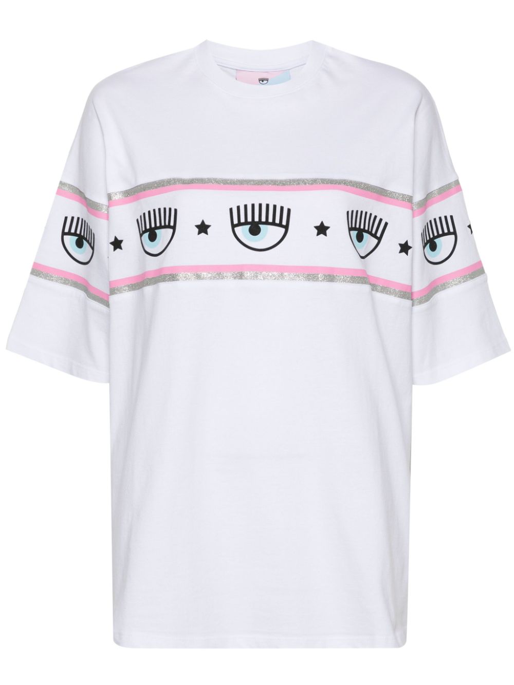Eyelike-glittered cotton T-shirt - White