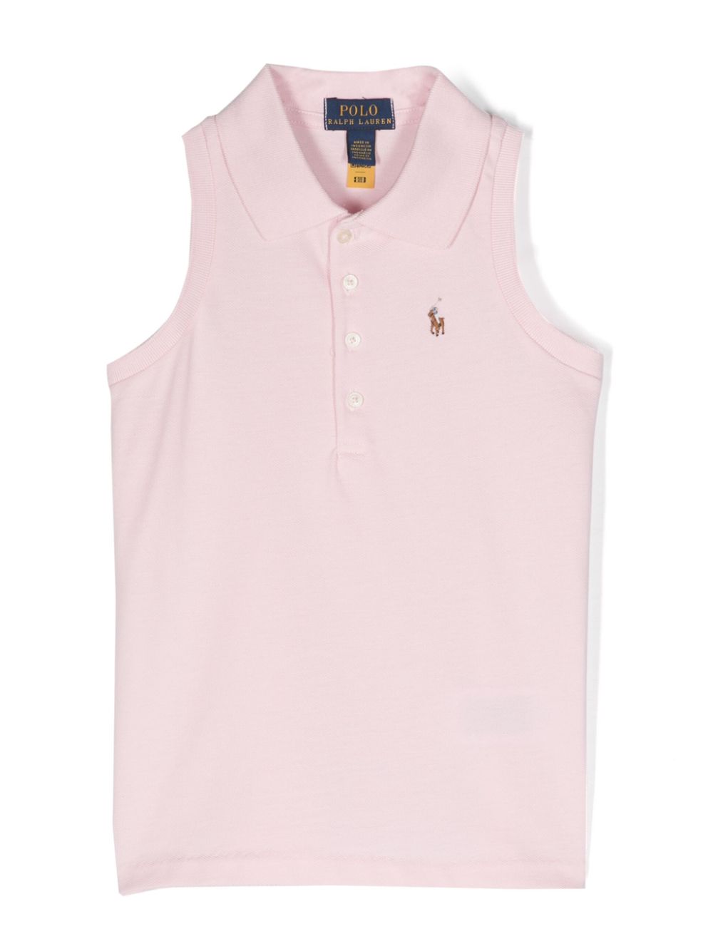 Polo Poly-embroidered sleeveless polo shirt - Pink